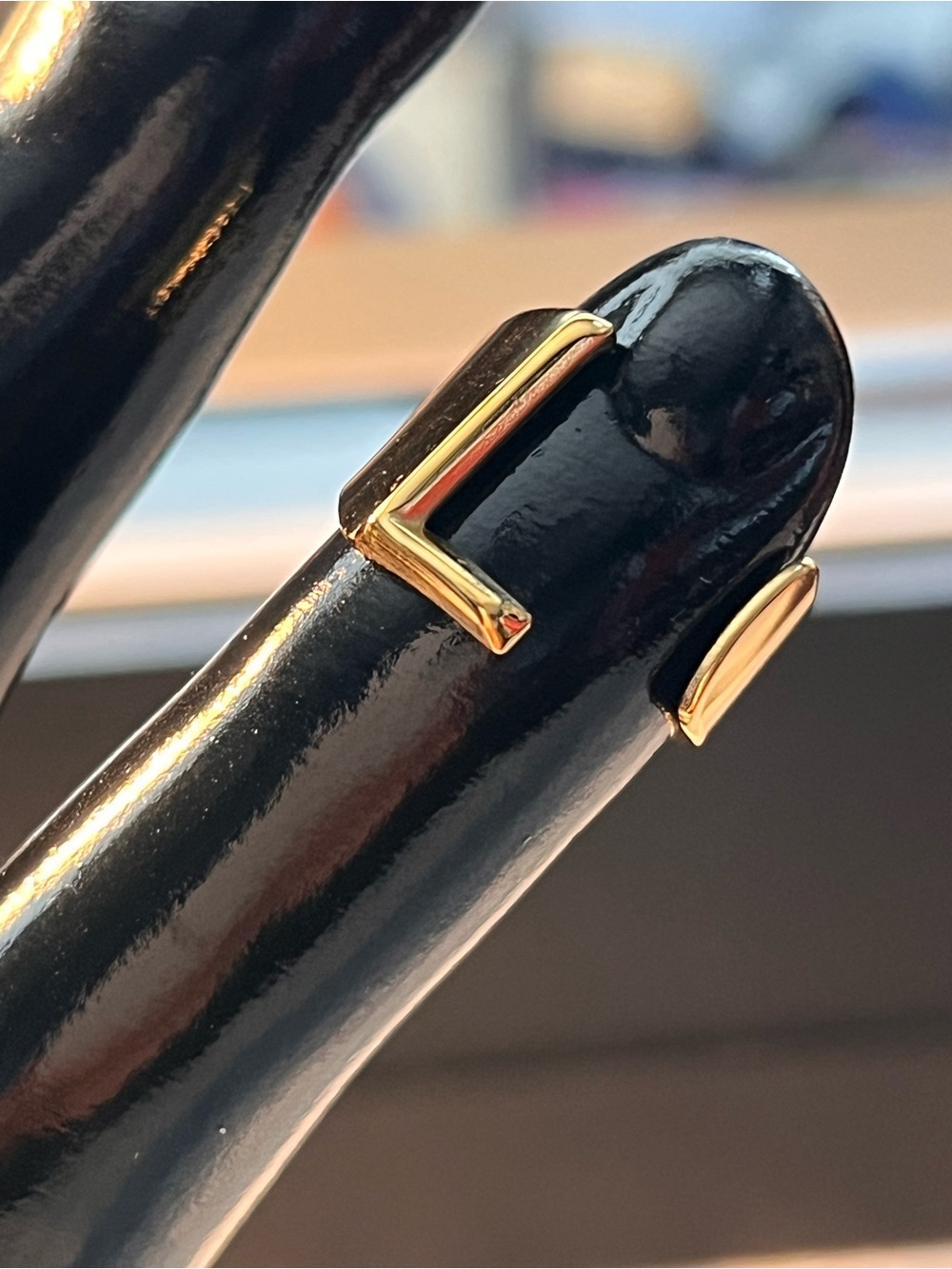 Plunder Gold tone Stainless Steel L-Shape Minimalist ring. Adjustable